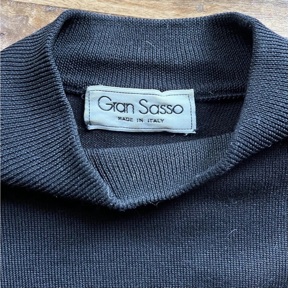 Gran Sasso Men’s Medium 100% Virgin Wool Black Mockneck Sweater MADE IN ITALY